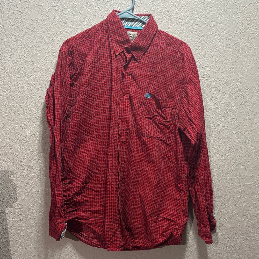 Cinch Red Plaid Casual Button Down Shirt